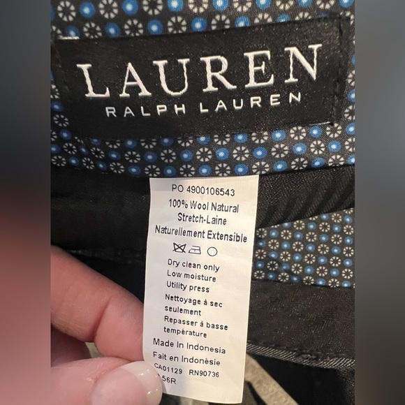 145. NWT Lauren By Ralph Lauren Wool Classic Fit Suit Separates Pants 56 Raw Hem - Picture 10 of 10